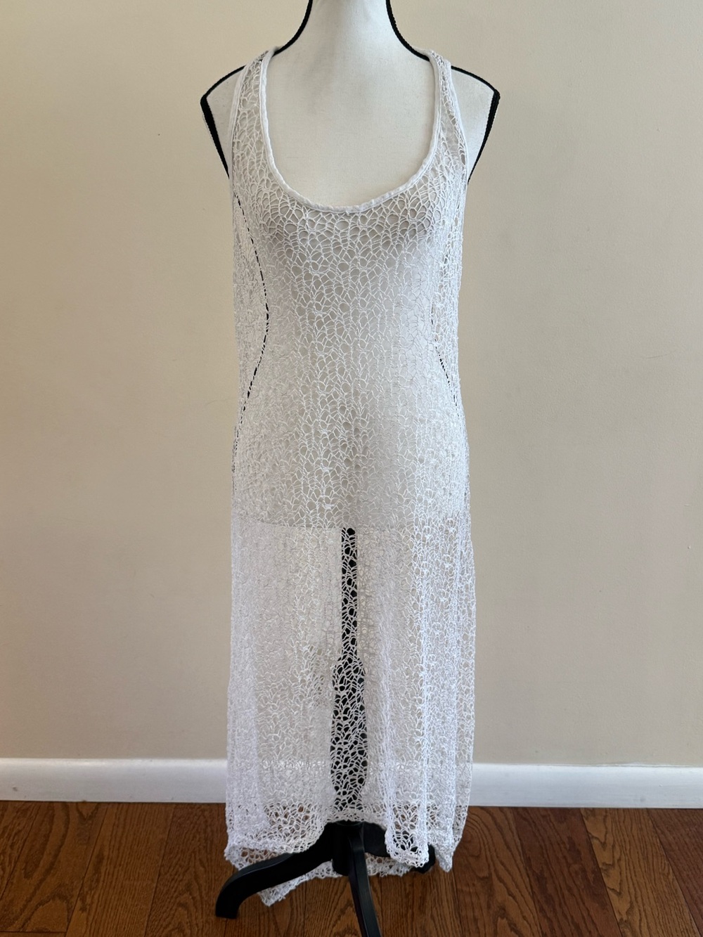 Sheer White Crochet Tank Maxi Cover-Up Dress - Women Intimates & Sleepwear